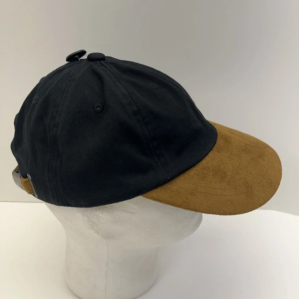 BANANA REPUBLIC Baseball Cap Mixed Media Adjustable Black Tan Strapback Hat NWT